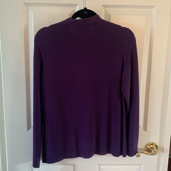 Karen Scott Plum V-neck Sweater: Size Petite L - Picture 3 of 15